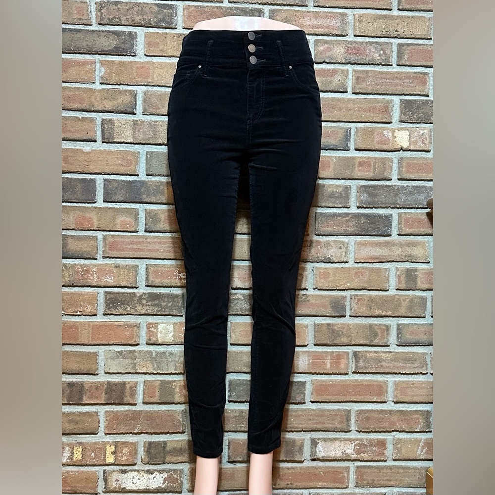 Ann Taylor Sz 8 Black Velvet 3-Button High Rise Skinny Ankle Jeans